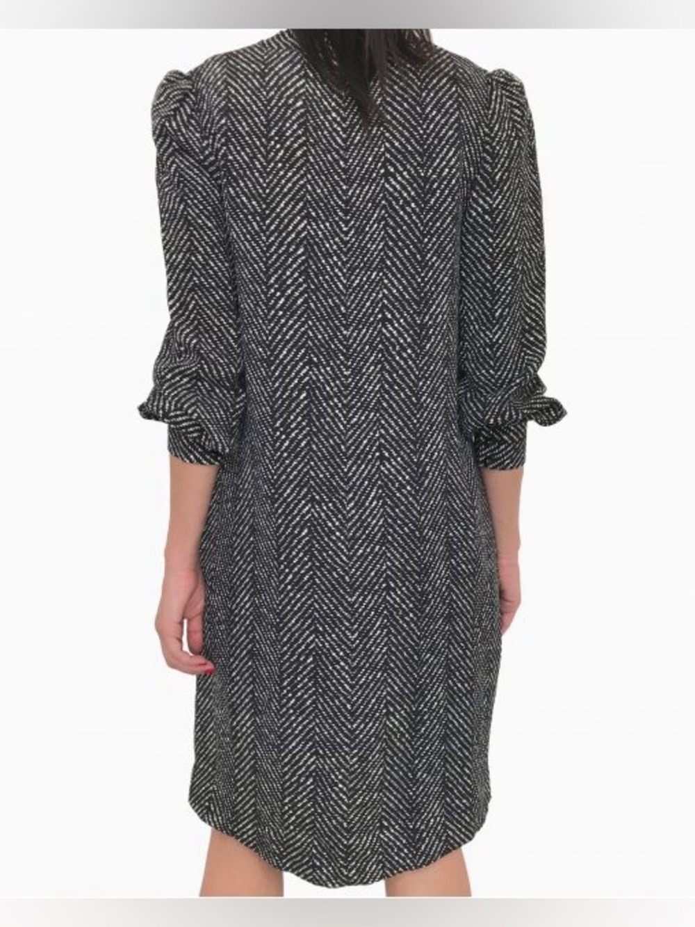 KATE SPADE 100% SILK HERRINGBONE TIE FRONT DRESS - Picture 2 of 16